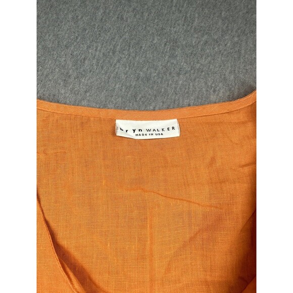 BRYN WALKER Orange Linen Boxy 3/4 Sleeve‎ Top S Lagenlook Beach Oversized - Picture 3 of 9